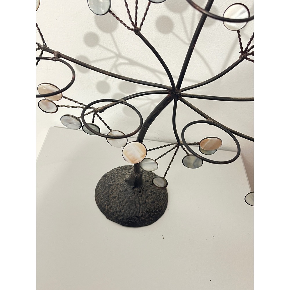 Vintage Metal Tree of life Votive Holder Bronze Mother of Pearl Shell Art - Picture 2 of 8